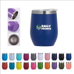 12 OZ Vacuum Insulated Stainless Steel Wine Tumbler With Lid